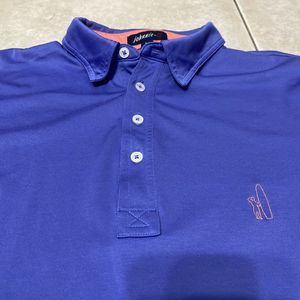 CLEAN johnnie-O Shirt Mens Large Purple Polo Short Sleeve Stretch Polyester Logo